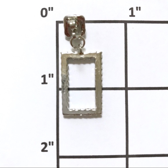 Sparkling Rhinestone Silver Tone Rectangle Earring - Picture 3 of 3